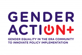 Logo Genderaction+. Gender equality in the era community to innovate policy implementation.